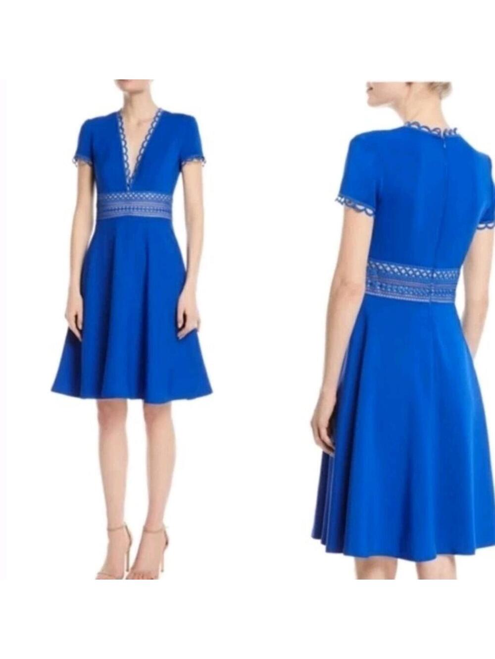 NAEEM KHAN NK32 Crochet Trim Fit and Flare Cocktail Dress size 8